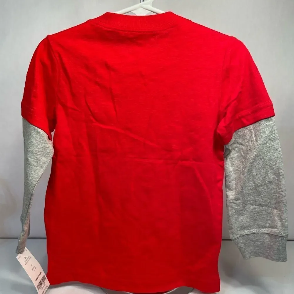 CARTER’S RED AND GRAY LONG SLEEVE T-SHIRT SIZE 2T